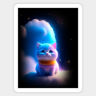 Galaxy Mystical Cat Coloful Sticker